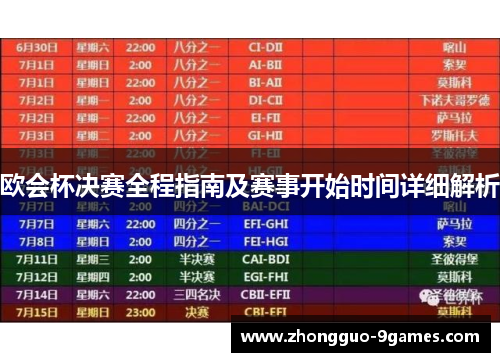 欧会杯决赛全程指南及赛事开始时间详细解析